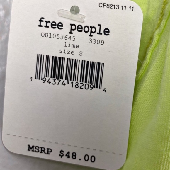 NWT Free People Lime Sleeveless Workout Tank Small - Picture 9 of 11